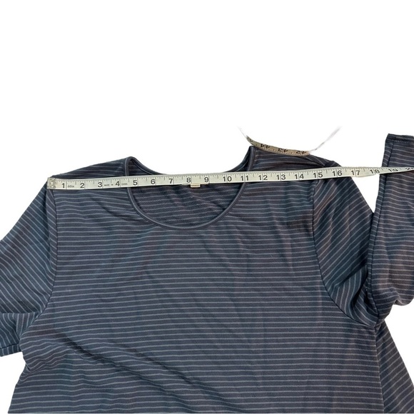 Garnet Hill Navy Blue & Periwinkle Striped Short Sleeve T-Shirt Mini Dress Sz L - Picture 12 of 13